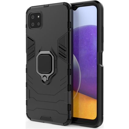 Mobigear Armor Ring Samsung Galaxy A22 5G Hardcase Backcover Shockproof mit Ringhalter - Schwarz