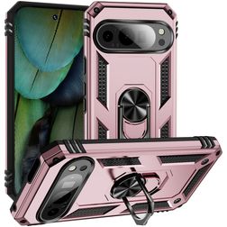 Mobigear Armor Ring Google Pixel 9 Hülle Hardcase Backcover Stoßfest mit Ringhalter - Roségold