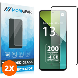 Mobigear Premium Xiaomi Redmi Note 13 Pro 5G Panzerglas Gehärtetes Glas Displayschutz - Hüllenfreundlich - Schwarz (2er Pack)