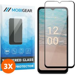 Mobigear Premium Nokia G22 Panzerglas Gehärtetes Glas Displayschutz - Hüllenfreundlich - Schwarz (3er Pack)