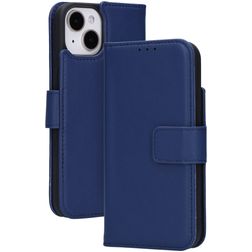 Mobiparts Wallet iPhone 15 MagSafe Hülle Echtes Leder Klapphülle Geldbörse - Blau