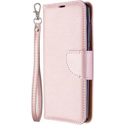 Mobigear Litchi Luxury Wallet Book Case Rose Gold Samsung Galaxy A41