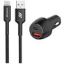 Mobigear Essentials Dual USB / USB-C Autoladegerät Apple Lightning 1 m Power Delivery 48W - Schwarz