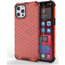 Mobigear Honeycomb iPhone 13 Hülle Hardcase Backcover Stoßfest - Rot