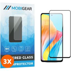 Mobigear Premium OPPO A58 4G Panzerglas Gehärtetes Glas Displayschutz - Hüllenfreundlich - Schwarz (3er Pack)