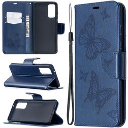 Mobigear Butterfly Samsung Galaxy S20 FE Hülle Klapphülle Geldbörse - Blau
