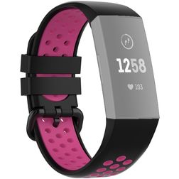 Mobigear Sport Plus Buckle Silikon Fitbit Charge 4 Armband Dornschließe - Schwarz / Rot