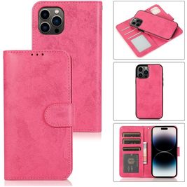 Mobigear Wallet iPhone 15 Pro Hülle Abnehmbare 2in1 Klapphülle Geldbörse - Pink