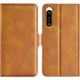 Mobigear Slim Magnet Sony Xperia 5 IV Hülle Klapphülle Geldbörse - Cognac