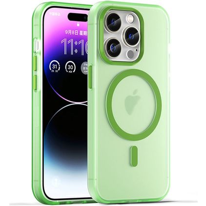 Mobigear Shockproof iPhone 16 Pro MagSafe Hülle Flexibles TPU Backcover - Grün