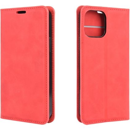 Mobigear Retro Slim iPhone 12 Hülle Klapphülle Geldbörse - Rot