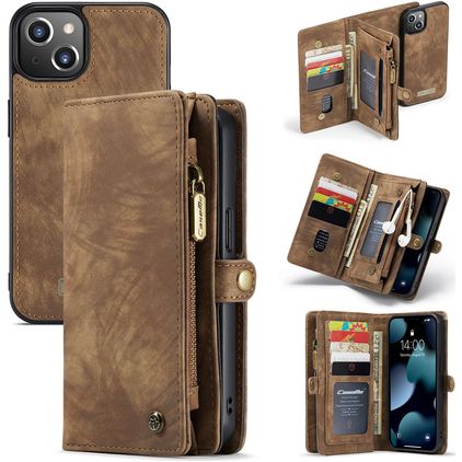 Caseme 008 iPhone 13 Mini Hülle Abnehmbare 2in1 Klapphülle Geldbörse - Braun