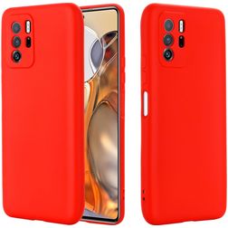 Mobigear Rubber Touch POCO X3 GT Silikon Hülle Backcover - Rot