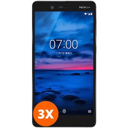 Mobigear Premium Nokia 7 Panzerglas Gehärtetes Glas Displayschutz - Hüllenfreundlich - Schwarz (3er Pack)