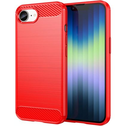 Mobigear Brushed Slim iPhone 17e Hülle Flexibles TPU Backcover - Rot