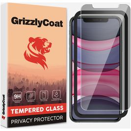 GrizzlyCoat Easy Fit AntiSpy iPhone 11 Panzerglas Gehärtetes Glas Displayschutz Privacy - Hüllenfreundlich + Applikator