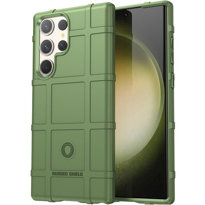 Mobigear Rugged Shield Samsung Galaxy S24 Ultra Hülle Flexibles TPU Backcover Stoßfest - Grün