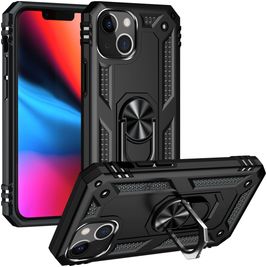 Mobigear Armor Ring iPhone 14 Hülle Hardcase Backcover Stoßfest mit Ringhalter - Schwarz