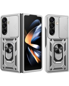 Mobigear Armor Ring Cam Slide Samsung Galaxy Z Fold 8 Ultra Hülle Hardcase Backcover Stoßfest mit Ringhalter und Kamera Slider - Silber