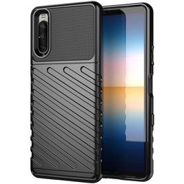 Mobigear Groove Sony Xperia 10 III Hülle Flexibles TPU Backcover - Schwarz