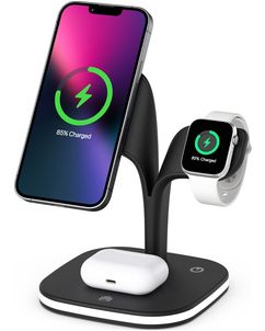 Mobigear MagStation Pro 3in1 MagSafe Ladestation für iPhone / AirPods & Apple Watch - Schwarz