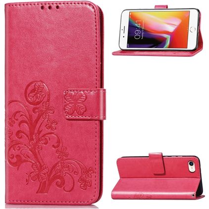 Mobigear Clover iPhone 8 Hülle Klapphülle Geldbörse - Pink