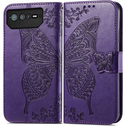 Mobigear Butterfly ASUS ROG Phone 6 Hülle Klapphülle Geldbörse - Lila