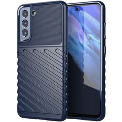 Mobigear Groove Samsung Galaxy S21 FE Hülle Flexibles TPU Backcover - Blau