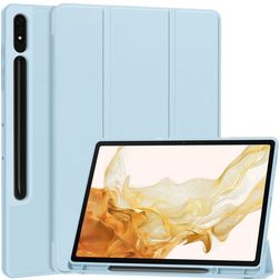 Mobigear Tri-Fold Gel Samsung Galaxy Tab S9 Plus Hülle TPU,Kunstleder Klapphülle + Stifthalter - Blau