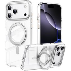 Mobigear Frosted Mag iPhone 17 Pro Max MagSafe Hülle Hardcase Backcover mit Ständer - Silber