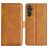 Mobigear Slim Magnet Samsung Galaxy M55 Hülle Klapphülle Geldbörse - Cognac