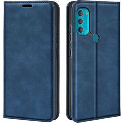 Mobigear Retro Slim Motorola Moto G71 5G Hülle Klapphülle Geldbörse - Blau