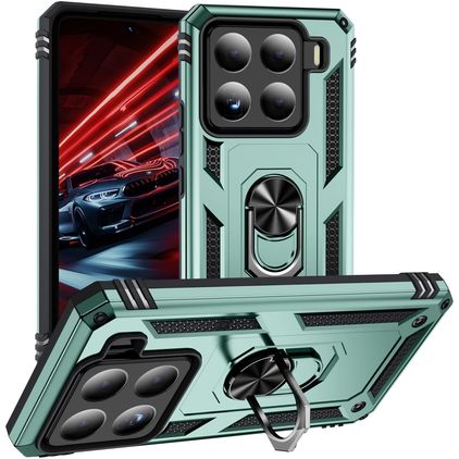 Mobigear Armor ring Xiaomi 15 Hülle Hardcase Backcover Stoßfest mit Ringhalter - Grün