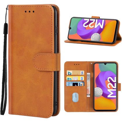 Mobigear Wallet Samsung Galaxy M22 Hülle Klapphülle Geldbörse - Braun