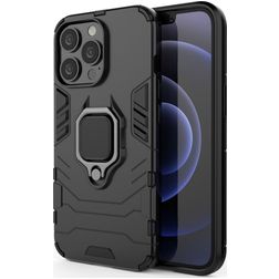 Mobigear Armor Ring iPhone 13 Pro Hülle Hardcase Backcover Stoßfest mit Ringhalter - Schwarz