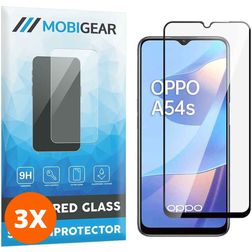 Mobigear Premium OPPO A54s Panzerglas Displayschutz - Hüllenfreundlich - Schwarz (3er Pack)