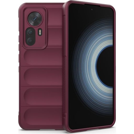 Mobigear Bumpy Xiaomi 12T Hülle Flexibles TPU Backcover - Weinrot