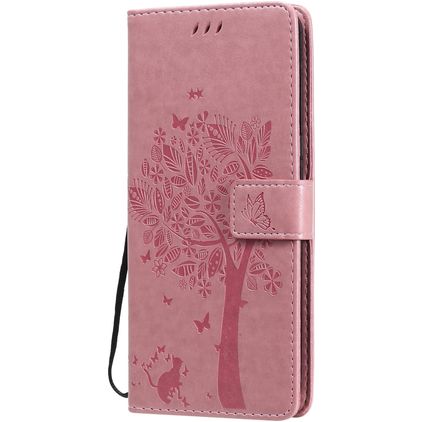 Mobigear Tree LG V60 ThinQ Hülle Klapphülle Geldbörse - Pink