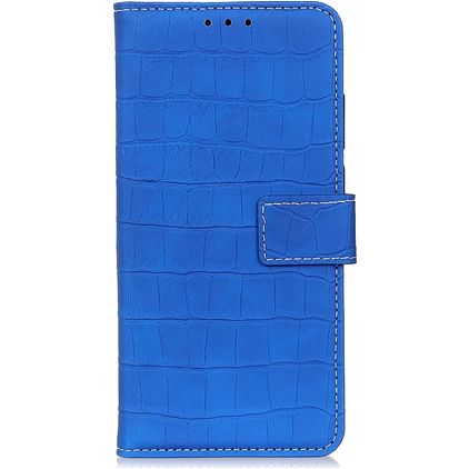 Mobigear Croco Realme 6 Hülle Klapphülle Geldbörse - Blau