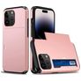 Mobigear Card iPhone 15 Pro Max Hülle Hardcase Backcover Stoßfest mit Kartenhalter - Roségold