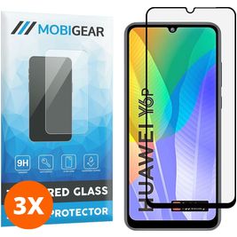 Mobigear Premium Huawei Y6p Panzerglas Gehärtetes Glas Displayschutz - Hüllenfreundlich - Schwarz (3er Pack)
