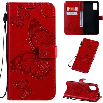 Mobigear Butterfly Samsung Galaxy A71 Klapphülle Portemonnaie - Rot