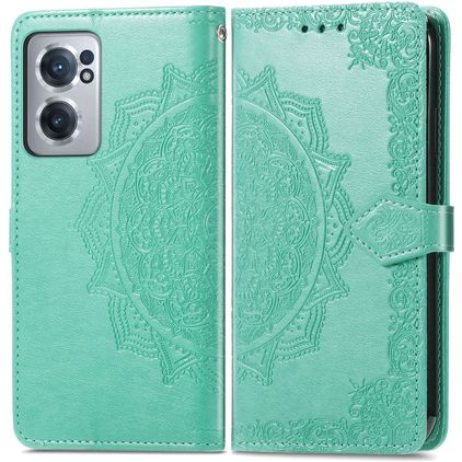 Mobigear Mandala OnePlus Nord CE 2 Hülle Klapphülle Geldbörse - Grün