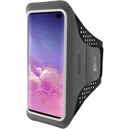Mobiparts Comfort Fit Handyhalterung Joggen Samsung Galaxy S10 Plus Sporthülle Neopren Sportarmband - Schwarz