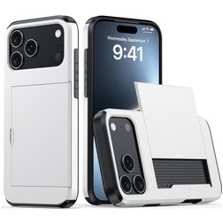 Mobigear Card iPhone 18 Pro Max Hülle Hardcase Backcover Stoßfest mit Kartenhalter - Weiß