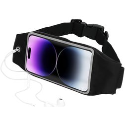 Mobiparts Comfort Fit Belt Handyhalterung Joggen iPhone 14 Pro Sporthülle Neopren Gürtel - Schwarz