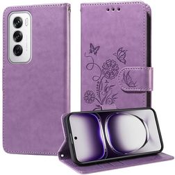 Mobigear Flowers OPPO Reno 12 Pro Hülle Klapphülle Geldbörse - Lila