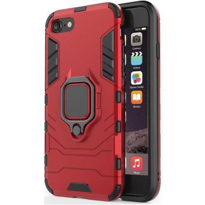Mobigear Armor Ring iPhone 7 Hülle Hardcase Backcover Stoßfest mit Ringhalter - Rot