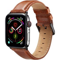 Mobigear Bologna Leder Apple Watch Armband Dornschließe - 49/46/45/44 mm - Braun