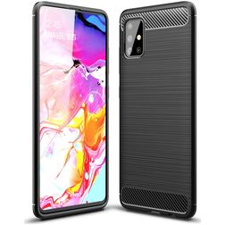 Mobigear Brushed Slim Samsung Galaxy A51 Hülle Flexibles TPU Backcover - Schwarz